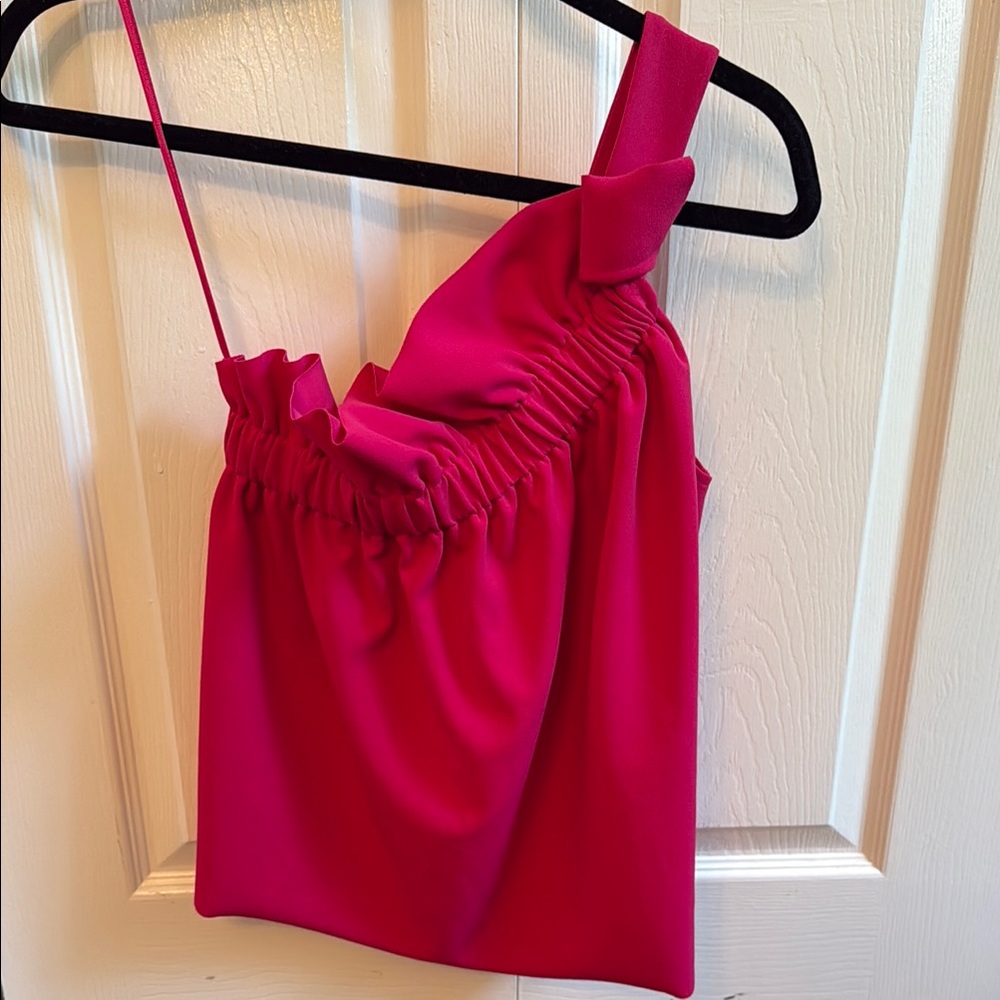 Zara Pink Asymmetrical Ruched Camisole